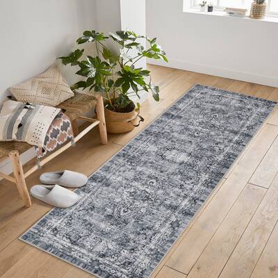 Garvee 2x6 Vintage Floral Runner Rug Traditional Medallion Floor Carpet Non Slip Non Shedding Runner, Low Pile Thin Runner, S...