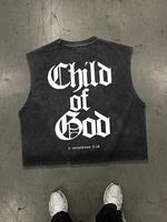 Men's Child Of God Print Round Neck Tank Top, Loose Casual Street Soft Comfy Sleeveless Vest for Summer, Menswear for Daily W...