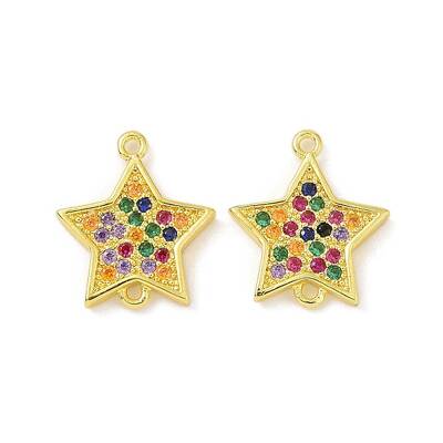 Real 18K Gold Plated Brass Micro Pave Cubic Zirconia Connector Charms