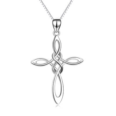 Sterling Silver Cross & Infinity Symbol Pendant Necklace