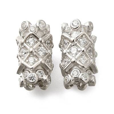 925 Sterling Silver Micro Pave Clear Cubic Zirconia Screw Clasps