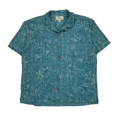 Island Shores Hawaiian Shirt - XL Blue Silk