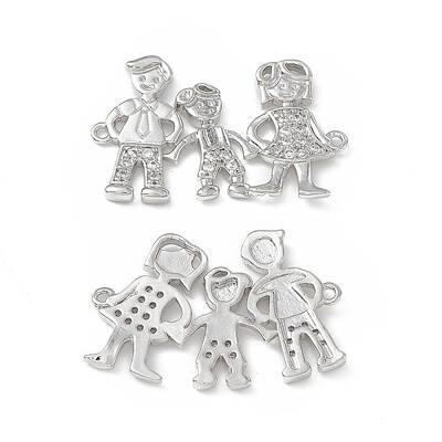 Brass Micro Pave Clear Cubic Zirconia Connector Charms
