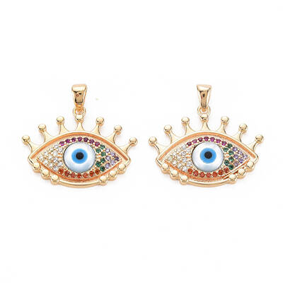Brass Micro Pave Colorful Cubic Zirconia Pendants