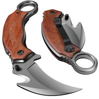 Camping wooden handle folding knife | A must-have for outdoor kitchens! Folding table knife, portable and versatile!