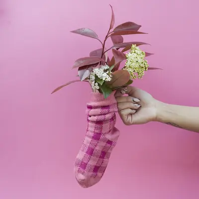 Women's Checkered Socks Ruby