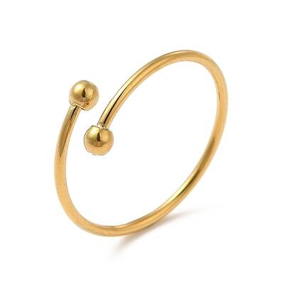 Ion Plating(IP) 304 Stainless Steel Wire Wrapped Open Cuff Ring for Women