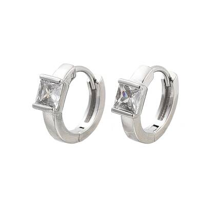 Square Rack Plating Brass with Clear Cubic Zirconia Hoop Earrings for Women