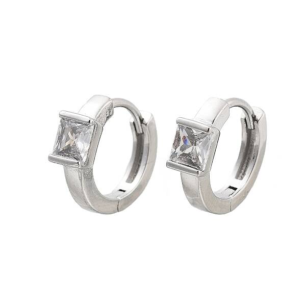 Square Rack Plating Brass with Clear Cubic Zirconia Hoop Earrings for Women