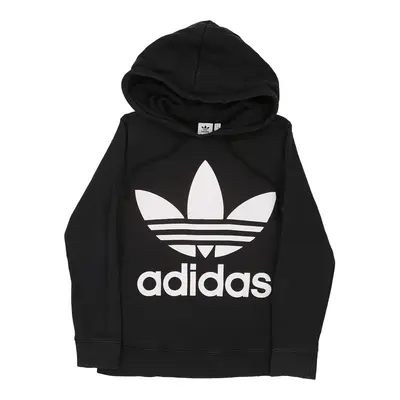 Adidas Spellout Hoodie - Small Black Cotton Blend