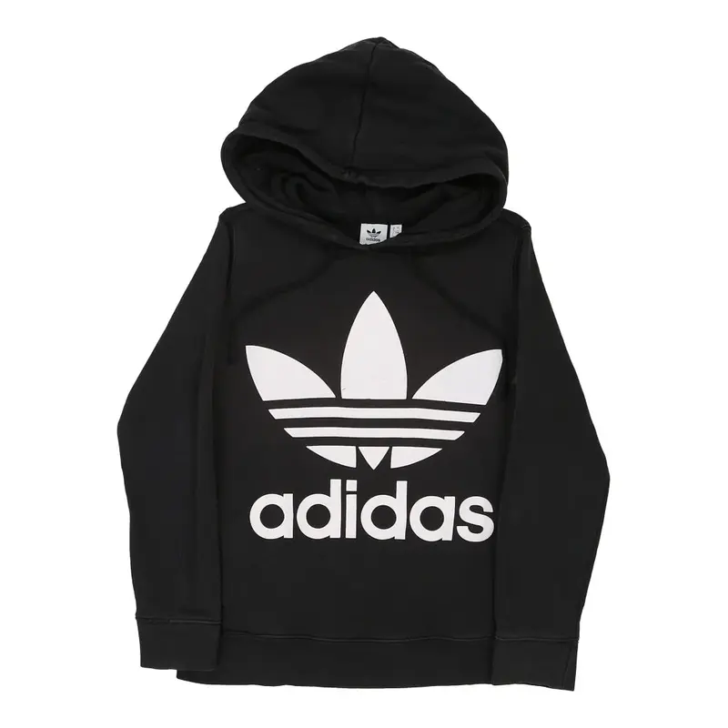 Adidas Spellout Hoodie - Small Black Cotton Blend