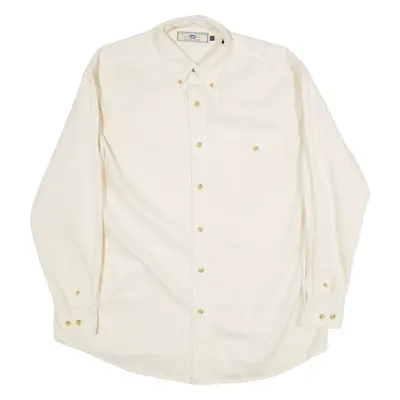 LEE Mens Denim Shirt Cream 80s Long Sleeve L