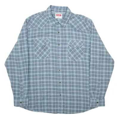 WRANGLER Mens Flannel Shirt Blue Check Long Sleeve XL