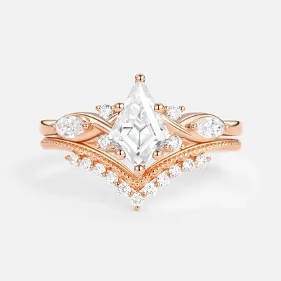 10K Rose Gold Kite Cut Infinity Symbol Moissanite Ring