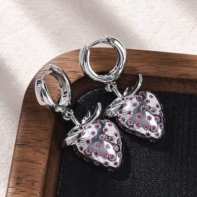 Brass Micro Pave Cubic Zirconia Hoop Earrings