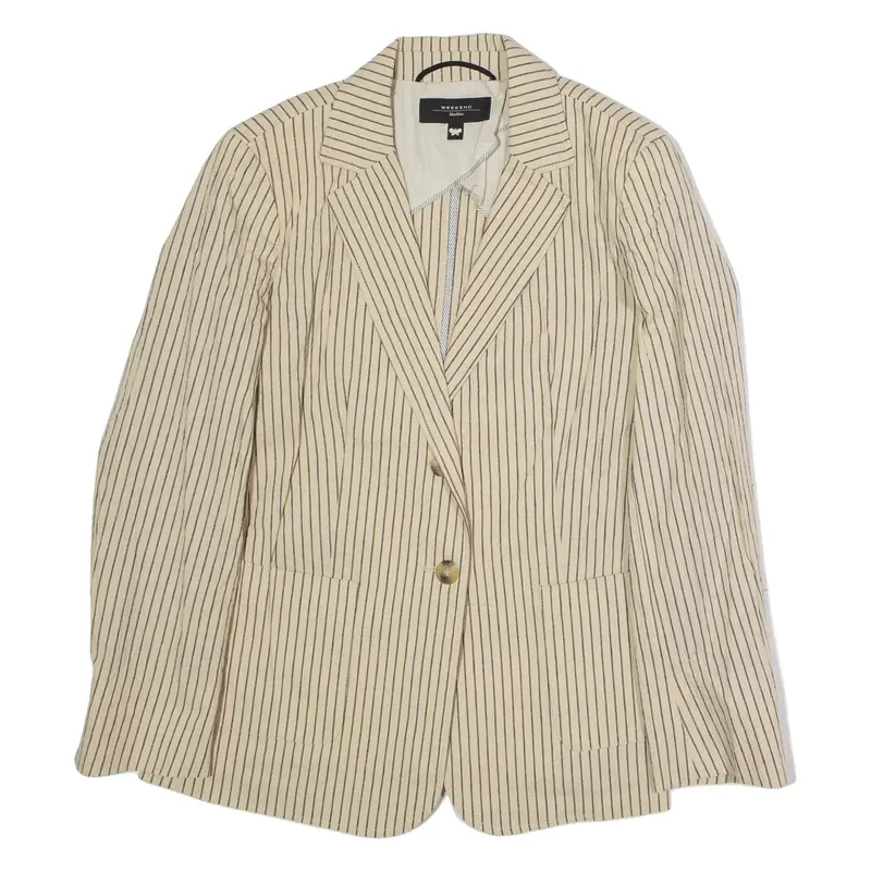 WEEKEND MAX MARA Womens Blazer Jacket Cream Pinstripe L