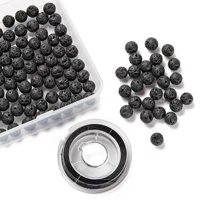 100Pcs 8mm Natural Lava Rock Beads Round Beads