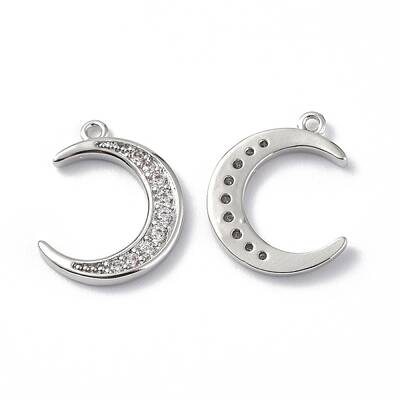 Brass Micro Pave Clear Cubic Zirconia Charms