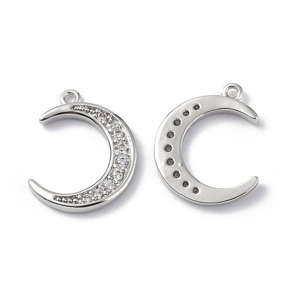 Brass Micro Pave Clear Cubic Zirconia Charms