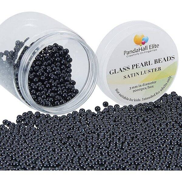 3mm-3.5mm about 2000 pcs Tiny Glass Pearl Round Beads Assortment Lot For Jewelry Making Box Kit