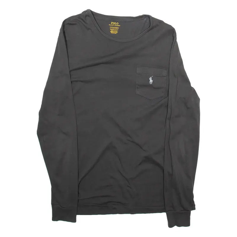 POLO RALPH LAUREN Mens T-Shirt Grey Long Sleeve S