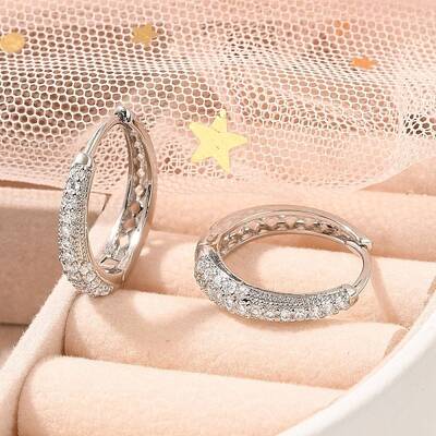 Rack Plating Brass Micro Pave Cubic Zirconia Hoop Earrings