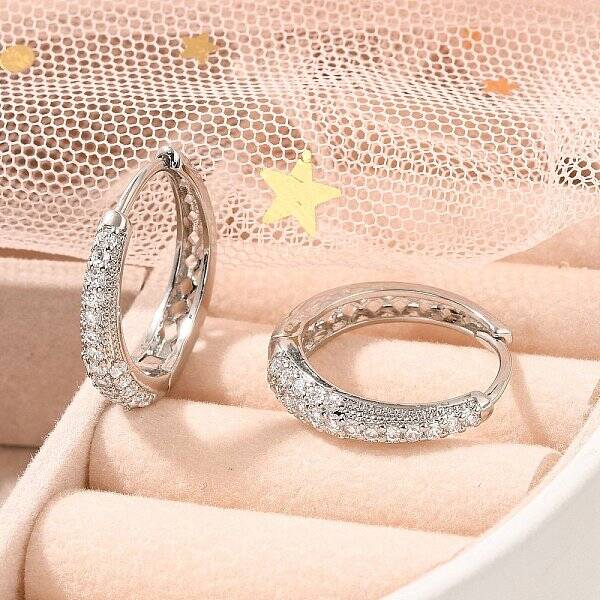 Rack Plating Brass Micro Pave Cubic Zirconia Hoop Earrings