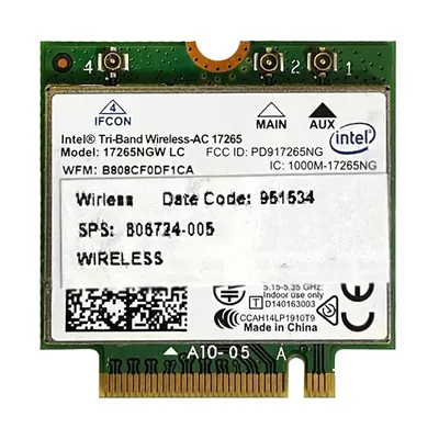 806724-005 HP Dual Band 867Mbps 2.4GHz / 5GHz IEEE 802.11a/b/g/n Bluetooth 4.0 Mini PCI Express Wireless Network Adapter