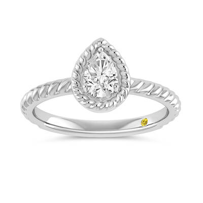 Soleil Lab Grown Pear Shaped Solitiare Diamond Ring | 10K White Gold 2 CT. TW.