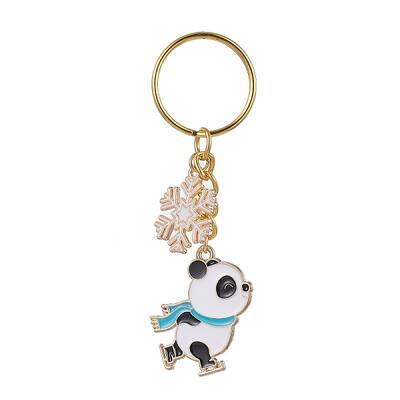 Snowflake & Panda Alloy Enamel Pendant Keychains