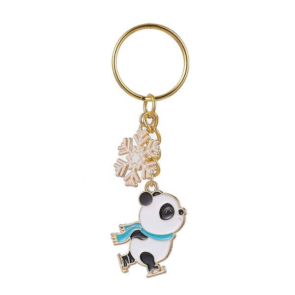 Snowflake & Panda Alloy Enamel Pendant Keychains