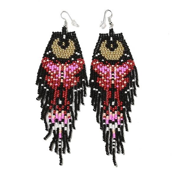Bohemia Woven Glass Seed Bead Dangle Earrings