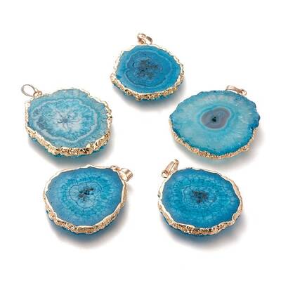 Dyed Natural Druzy Solar Quartz Crystal Pendants