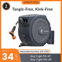 Giraffe Tools Garden Retractable Hose Reel AW Series DS Trigger Mechanism Kink-Proof G-Self-Layering System 100ft Hose Easy G...