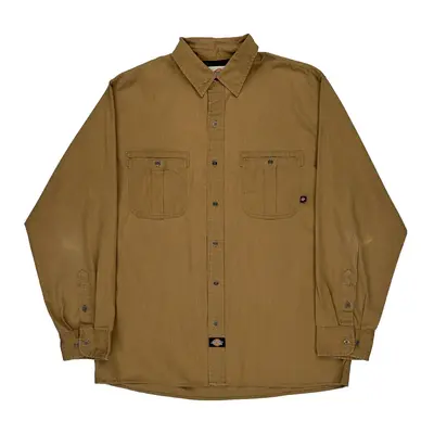Dickies Shirt - Large Brown Cotton Blend