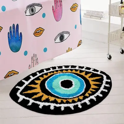 Eye Shaped Tufted Rug, Non-slip Area Rug, Soft Absorbent Bath Mat, Irregular Floor Mat For Kitchen Living Room Bedroom Kids P...