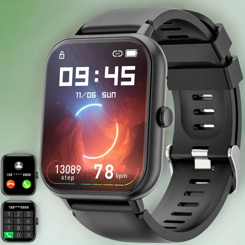 Touch Screen Smart Watch With Silicone Strap, Waterproof Sports Fitness Tracker With Heart Rate Sleep Monitoring Function & M...