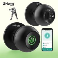 GHome Smart Door Knob Fingerprint Door Lock Rechargeable Smart Lock Electronic Biometric Door Lock for Bedroom, App Control, ...
