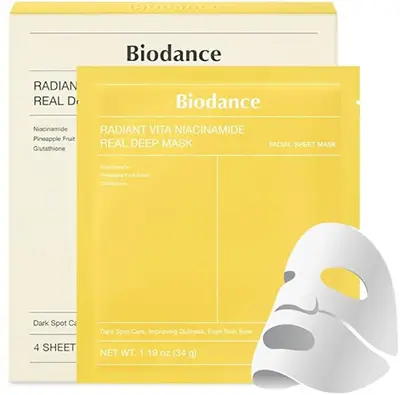 Biodance Maschera Per La Pelle Radiant Vita Niacinamide (Real Deep Mask) 4 Pezzi