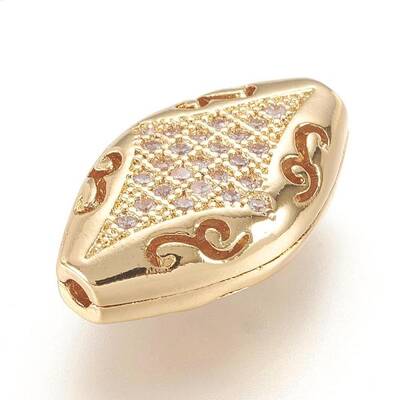 Brass Micro Pave Cubic Zirconia Beads