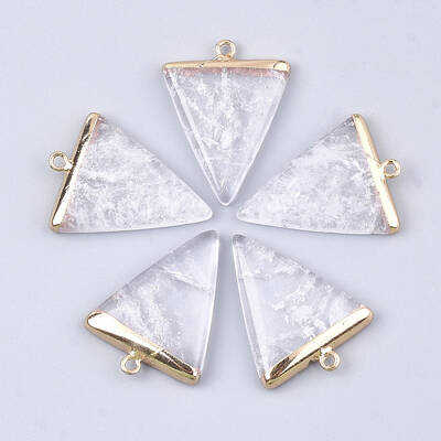 Electroplate Natural Quartz Crystal Pendants