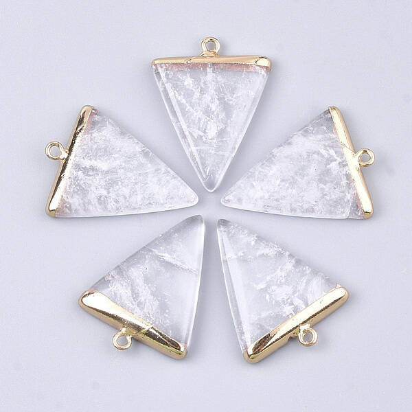 Electroplate Natural Quartz Crystal Pendants