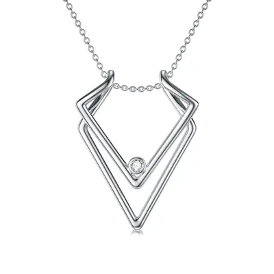 Sterling Silver Zircon Ring Holder Pendant Necklace