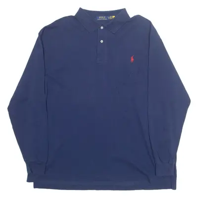 POLO RALPH LAUREN Mens Polo Shirt Blue Long Sleeve 2XL