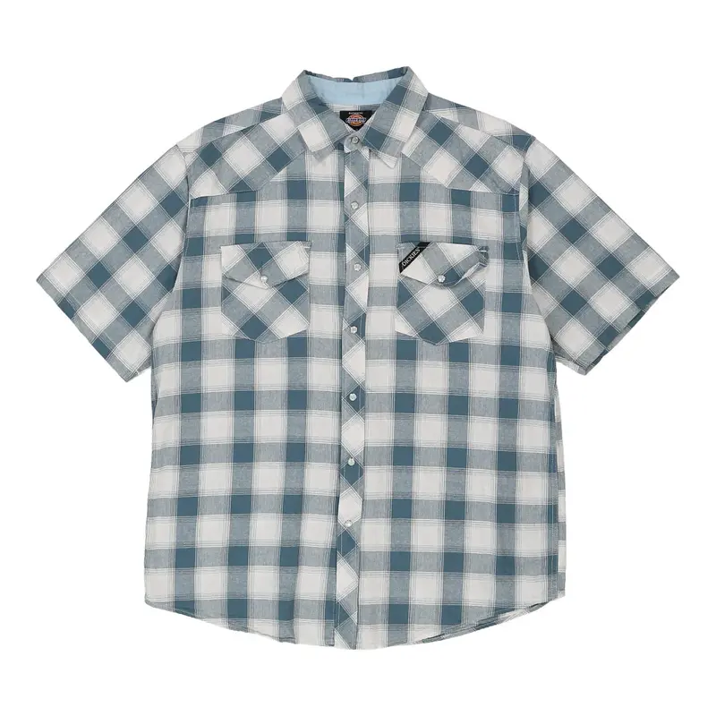 Dickies Checked Short Sleeve Shirt - XL Blue Cotton