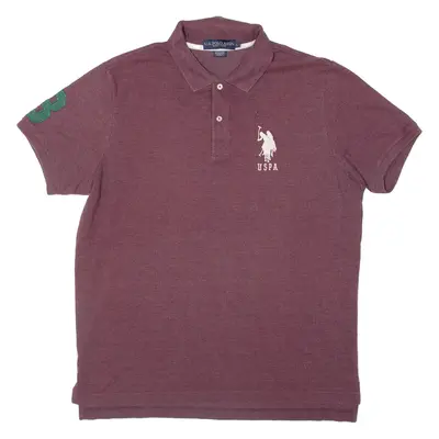 US POLO ASSN Mens Polo Shirt Maroon L