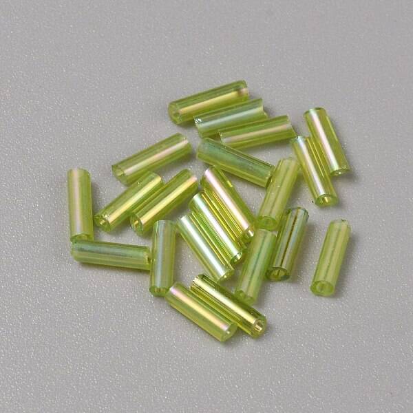 300Pcs Transparent Glass Round Bugle Beads