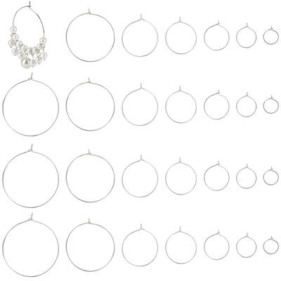 54Pcs 7 Styles Brass Hoop Earring Findings
