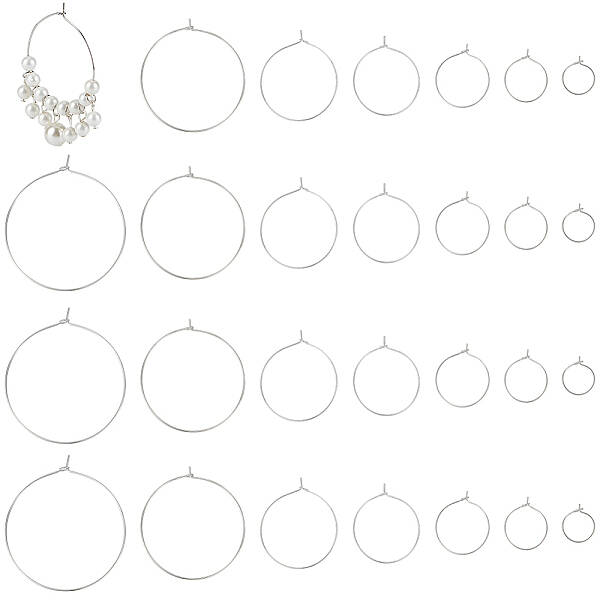 54Pcs 7 Styles Brass Hoop Earring Findings