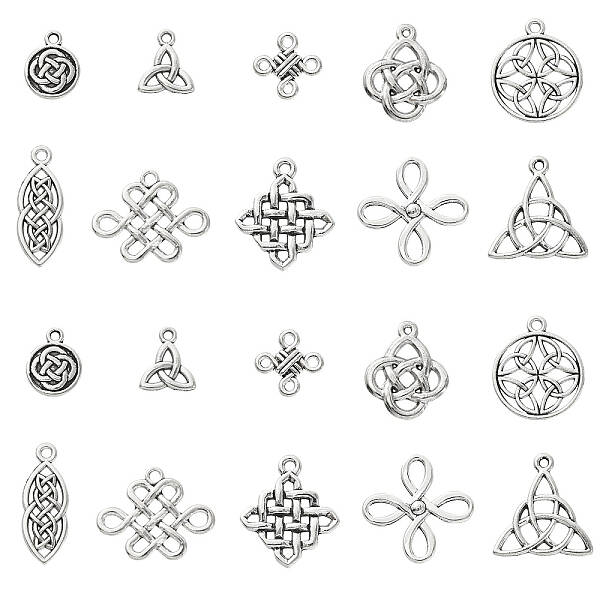 100Pcs 10 Styles Tibetan Style Alloy Pendants